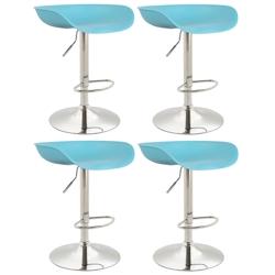 CLP Lot de 4 Tabourets de bar Anaheim assise en plastique et Pied trompette en métal Bleu/Chrome - bleu plastique 319927_0