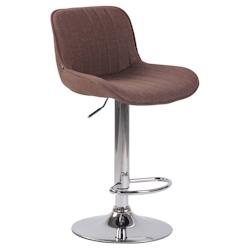 Décoshop26 - Tabouret de bar chaise haute x1 en tissu marron coutures verticales support en métal chromé 10_0005115 - marron 3000252470016_0