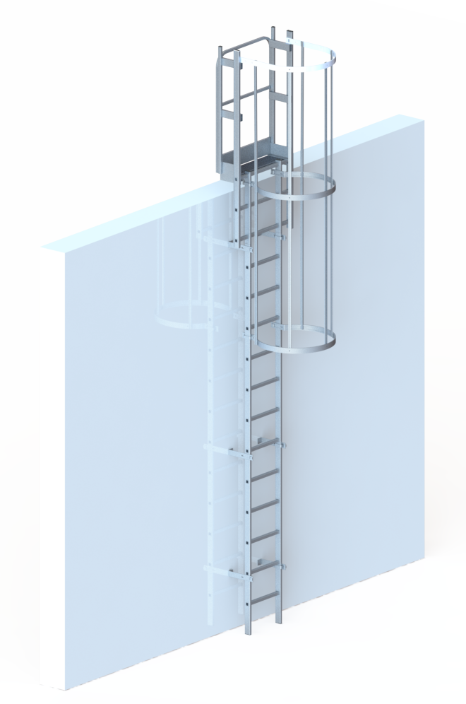 Échelle à crinoline en aluminium - sécurité renforcée pour accès à structures fixes et maintenance_0