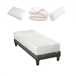 Ensemble  Matelas Mémoire de forme + Sommier + Accessoires 90x190 cm PARIS BELLECOUR - blanc Mousse à mémoire de forme 4VP.PA.K15.K.0919_0