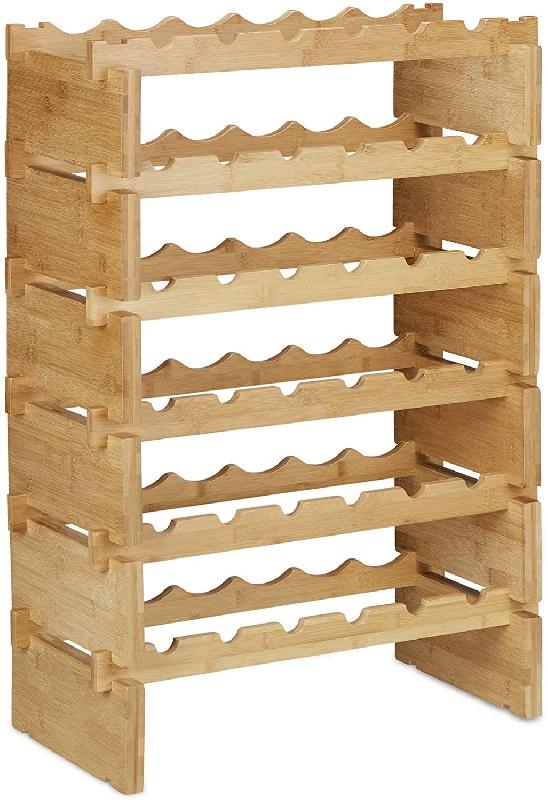 Étagère porte-bouteilles empilable en bambou - 6 niveaux - 86 cm - 13_0002171_0