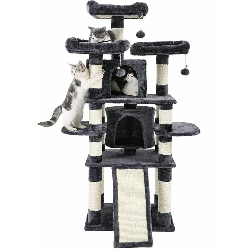 Feandrea Arbre A Chat Avec 3 Plate Formes D Observation 2 Grottes Troncs Epais En Sisal Planche A Griffer Stable Hauteur 172cm Gris Fonce Par Songmics Pct18gyz Gris Fonce Comparer Les Prix De