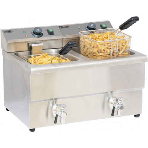 FRITEUSE ÉLECTRIQUE PROFESSIONNELLEAVEC VANNE DE VIDANGE - 2 X 8 L