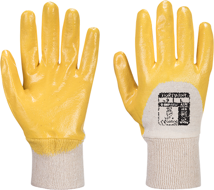 Gants nitrile dos aéré - Poignet tricot jaune A330, XXL - Norme EN 388:2016 et grande dextérité_0