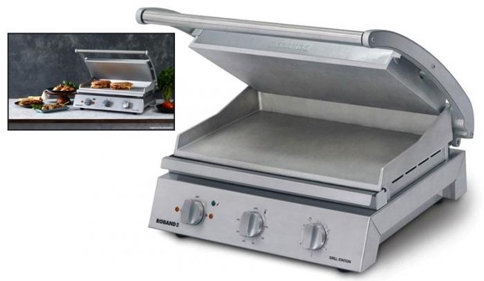 Grill contact lisse professionnel 2990W - Roband - Plaques aluminium lisses - Cuisson uniforme et rapide_0