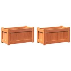 Helloshop26 - Jardinière bac lit surélevé plantes fleurs jardin terrasses lot de 2 cire bois de pin massif marron 02_0039063 - 3000218009175_0