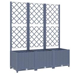 Helloshop26 - Jardinière bac lit surélevé plantes fleurs terrasse jardin avec treillis 120 x 40 x 136 cm PP gris 02_0038235 - 3000214157962_0