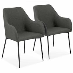 Oviala Business Lot de 2 chaises avec accoudoirs en tissu gris - gris textile 108784_0