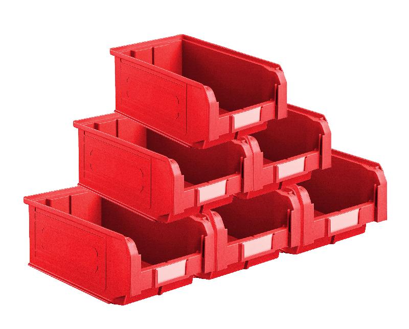 Lot de 21 bacs à bec plastique 9.4l rouge_0