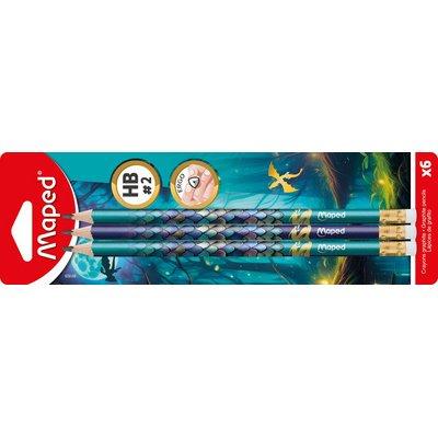 LOT DE 8 - CRAYON DE PAPIER DRAGON, AVEC GOMME, HB, BLISTER DE 6