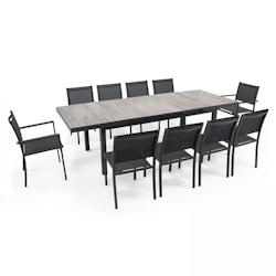 Oviala Business Table extensible 8 chaises et 2 fauteuils en aluminium et céramique - gris aluminium 105734_0