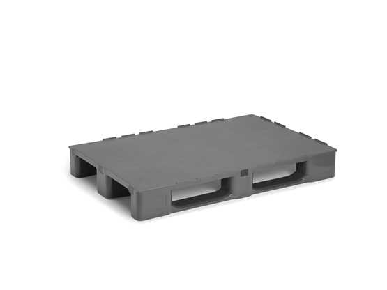 Palette plastique 800 x 1200 mm avec 3 semelles PE vierge, adéquat à toute utilisation industrielle - MED812/CD/PEV/3S_0