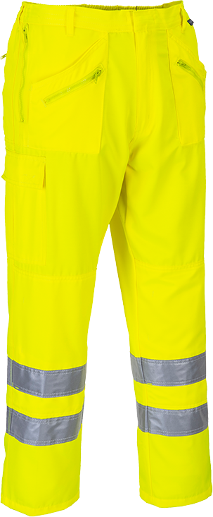 Pantalon Hi-Vis Action Jaune E061 - XL - Certifié CE, bandes réfléchissantes, 11 poches_0