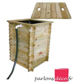 Récupérateur d'eau pluviale carré en bois_0
