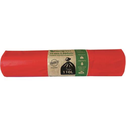 Boîte de 250 sacs poubelles 110 litres renforcés rouges - 70x110 cm - 32 microns - écoresponsables NF Environnement_0