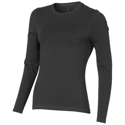 T-shirt bio manches longues pour femme - Ponoka 38019950 - coton stretch et col ras du cou_0