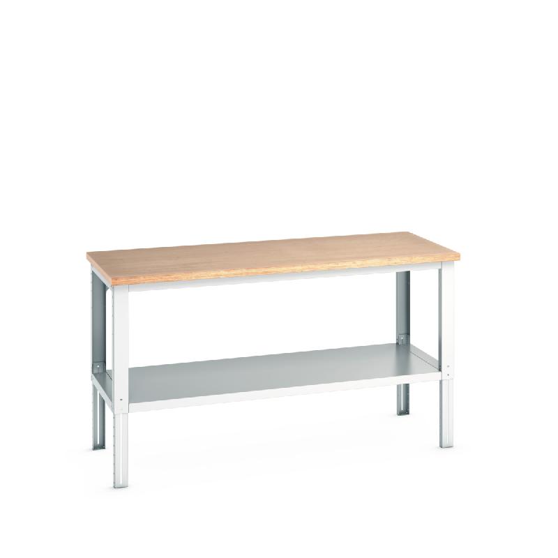 41004139.16V - Établi Cubio à ossature réglable avec tablette en bois multiplis - LxPxH : 2000x900x740-1140mm_0