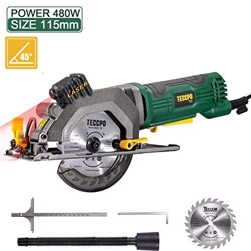 TECCPO Mini Scie Circulaire - 3500RPM - 480W - Lame 115mm - Compacte et Ergonomique_0