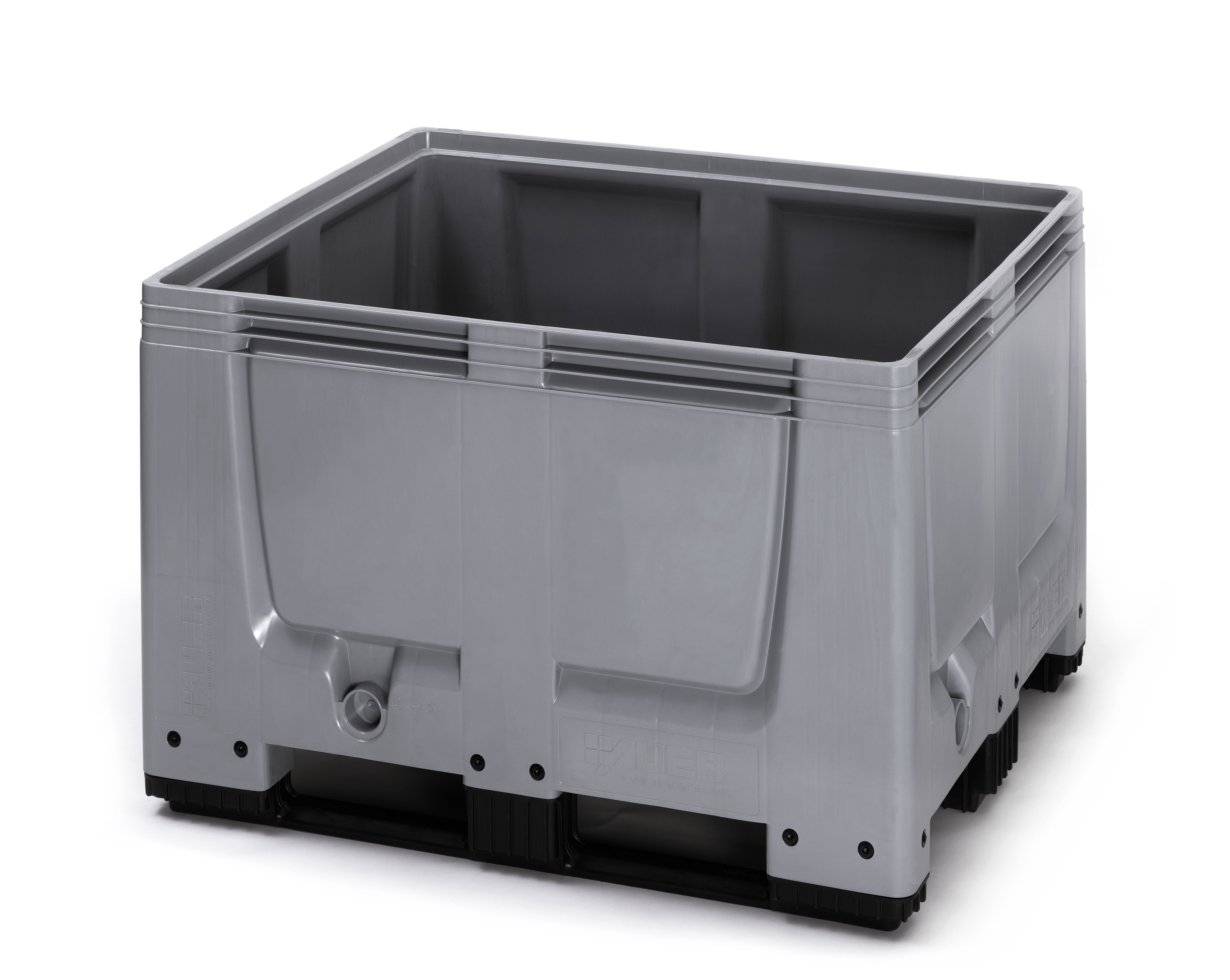 Caisse plastique pleine - 3 semelles - fond et parois pleins - 1200x800x790 mm - Volume 535L - Coloris gris_0