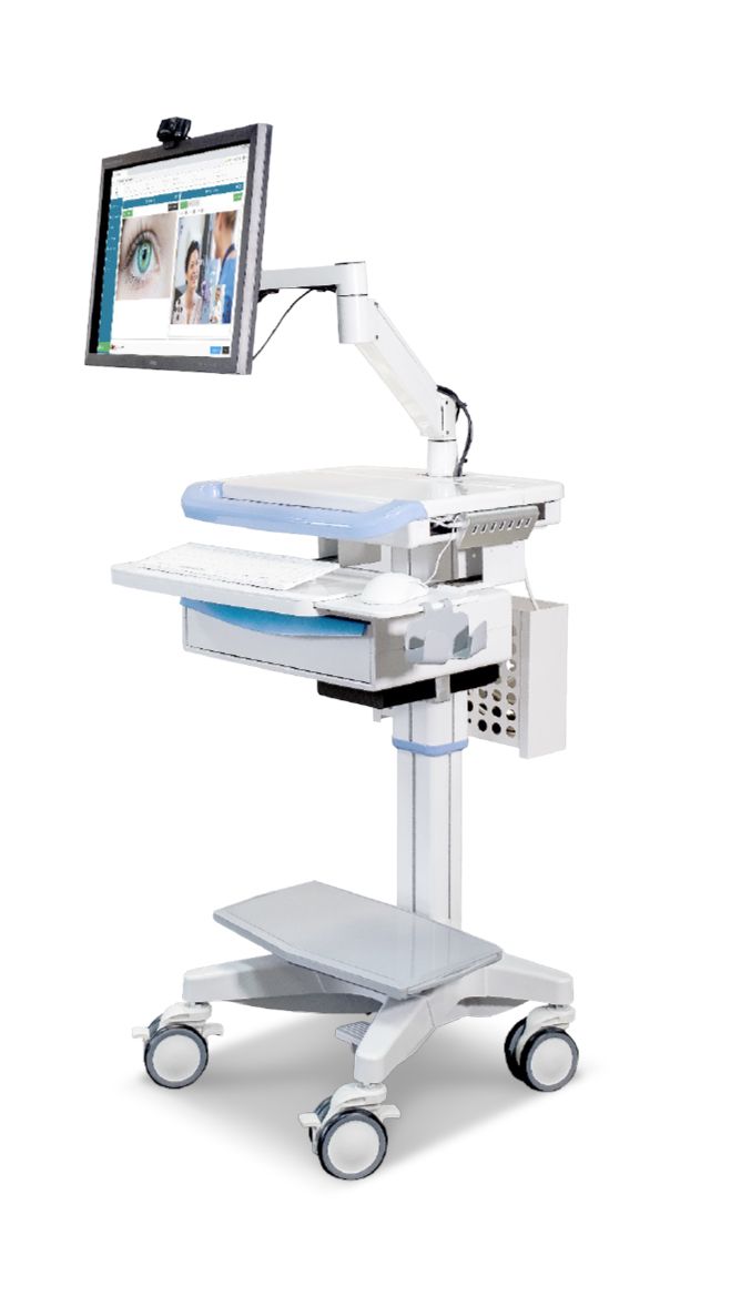 Chariot informatique médical Promotal - écran LCD 24 pouces - station de travail mobile avec bras articulé et accessoires_0