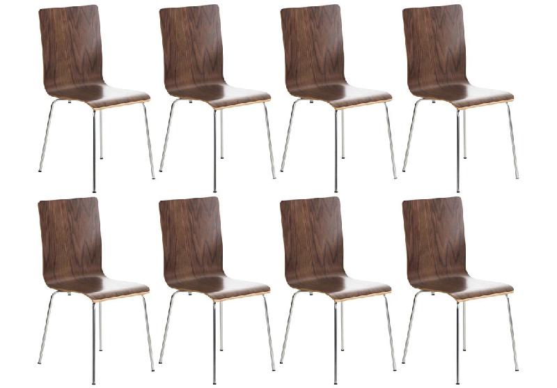 CLP Lot de 8 chaises en bois Pepe Noyer - marron Bois manufacturé 1526801103_0