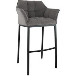 CLP Tabouret de bar Damaso Cord avec piètement à quatre pieds Taupe/Noir - gris métal 326350_0