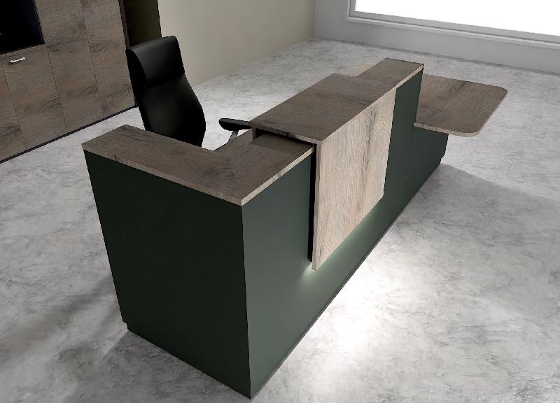 Comptoir d'accueil bi-colore avec PMR Delta et réhausse - Droite, Noir, Non, 282, Chêne grisé_0