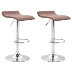 Décoshop26 - 2 x tabourets de bar avec repose-pieds design simple assise en tissu marron pied trompette en métal chromé 10_0004138 - marron 3000251_0