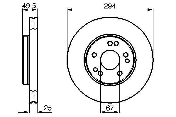 Disque de frein Bosch 0986478428 - ventilé de l'intérieur - boîte de 2 - 5 trous_0