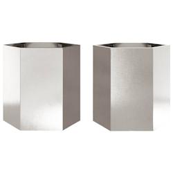Helloshop26 - Jardinière bac lit surélevé plantes fleurs jardin terrasses lot de 2 hexagone 46 x 40 x 45 cm acier inoxydable Argent 02_0039077 - 30_0