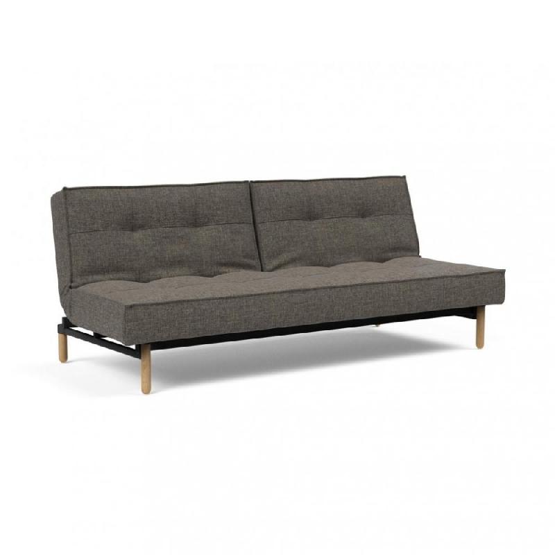 Canapé-lit Innovation Living Splitback Styletto - Convertible en lit 115x210 cm - Pieds chêne naturel - Tissu Flashtex Dark Grey_0