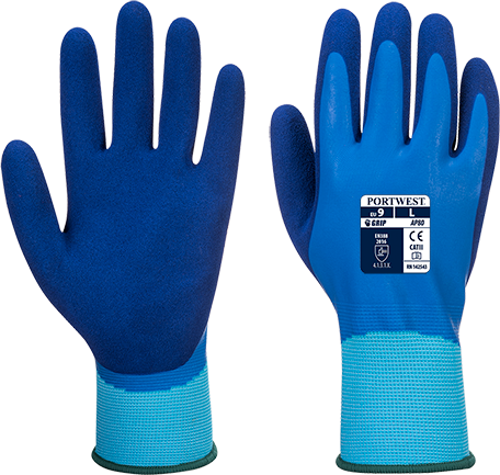 Gants d'hygiène et de protection Liquid Pro Bleu AP80 XXL - Protection maximale contre les liquides, double enduction latex_0