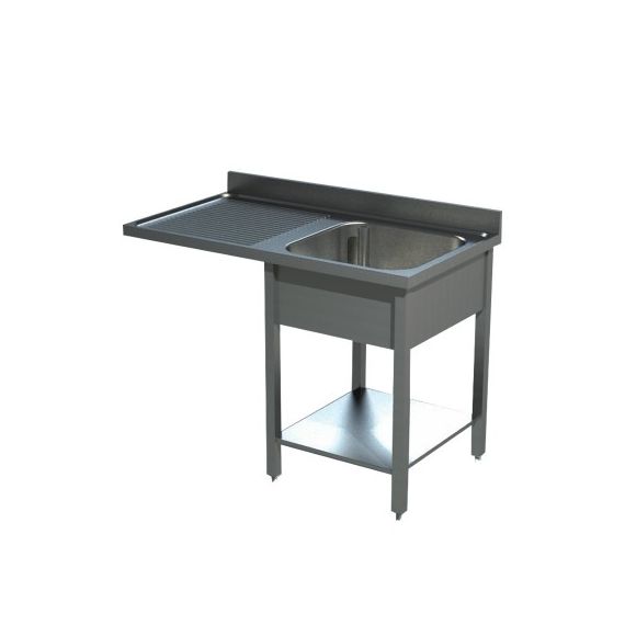 Plonge 1 bac - 1 égouttoir à gauche 1200 x 600 x 900 mm - inox AISI 304 avec emplacement lave-vaisselle_0