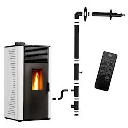 Poêle à granulés étanche Anita 15 kW Blanc Sannover + Kit d'installation Complet - 3760401213368_0