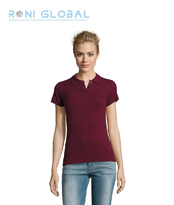Polo de travail femme manches courtes en coton peigné - PERFECT SOL'S - Ref: sol-11347 - Coupe cintrée et 3 boutons nacrés_0