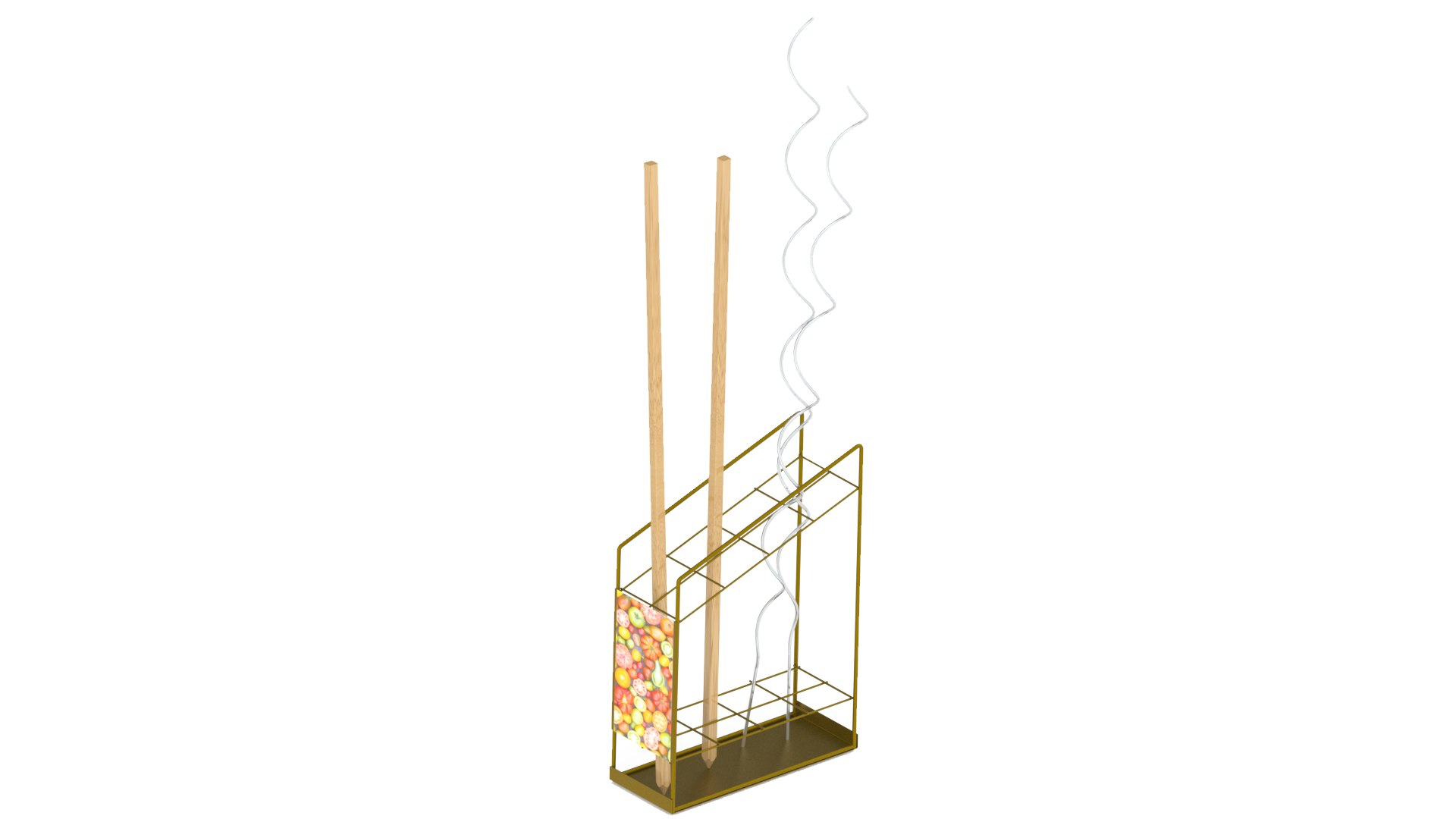Présentoir mobile en métal - 8 emplacements pour tubes, tiges, tuteurs et barres_0