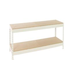 PROREGAL Étagère pour Charges Lourdes WOOD BEAST TWO | HxLxP 90x150x45cm | 600kg par Niveau | Blanc - blanc métal PR_RS18-133_0