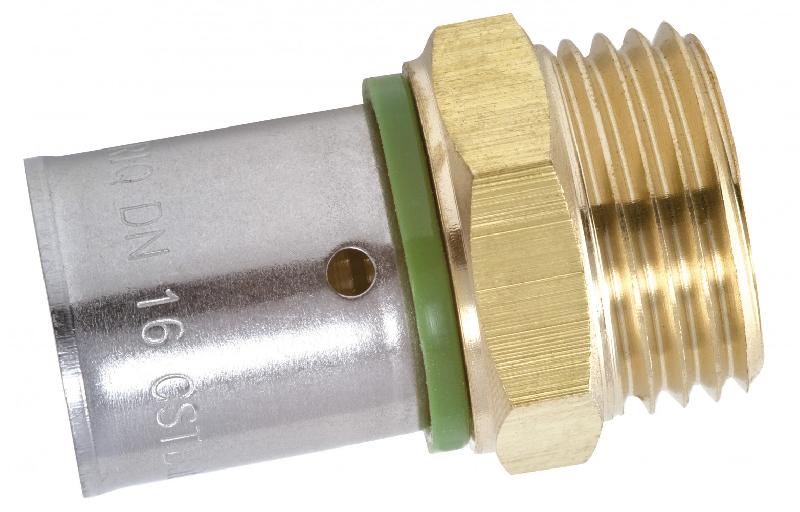 Raccord droit à sertir en laiton - M 20 x 27 - Pour tube en PER - Norme ACS_0