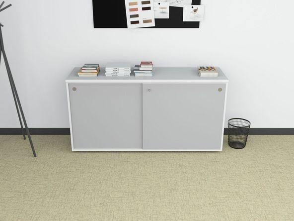 Armoire basse coulissante bicolore L120 H86_0