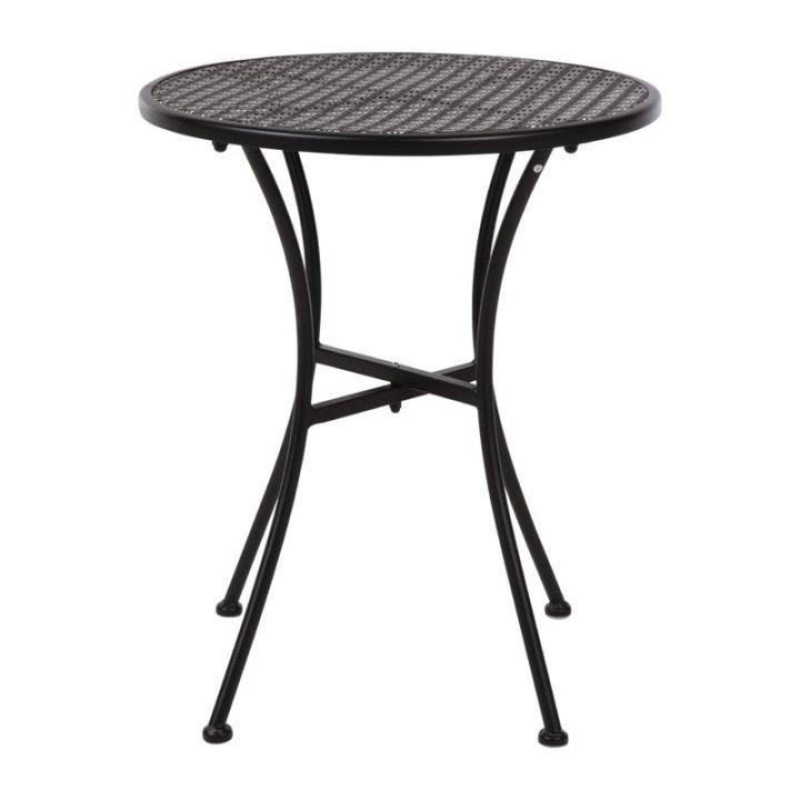 Table bistro ronde noire Ø600 mm – Acier ajouré, Bolero_0