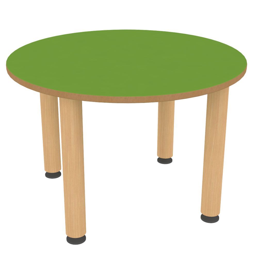 Table dinette - Plateau MDF mélaminé 600mm - Piètement hêtre massif - 12 décors au choix - Réf. JI.TD_1