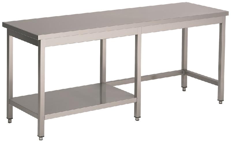 Table inox 600 ouverte avec demi-étagère - longueur 2400 mm - 7812.0390_0
