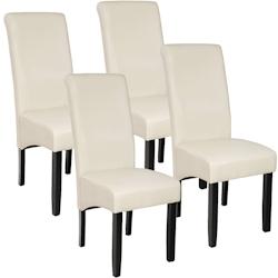 Tectake Lot de 4 chaises aspect cuir - crème -403498 - beige matière synthétique 403498_0