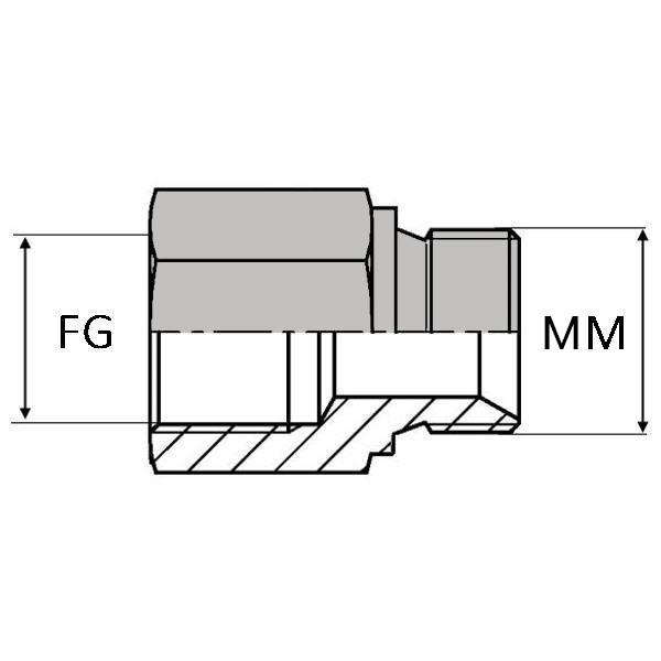 Adaptateur droit femelle gaz cylindrique x mâle DIN bague BS prolongé - FG1/8 / MDCT08X100 prolongé - 8.56mm - 8X100_0