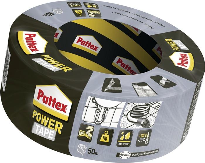 Adhésif toilé Power-Tape gris argent longueur 50 m largeur 50 mm rouleau PATTEX_0