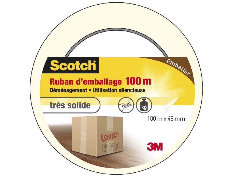 Adhésif SCOTCH emballage - transparent - 100m x 48mm - multiusage - déchirable à la main_0