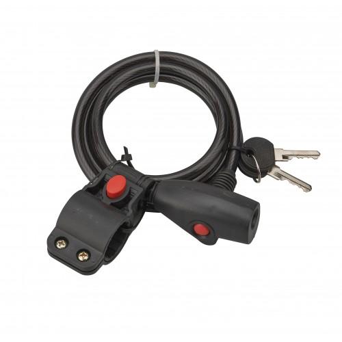ANTIVOL À CÂBLE - 8 MM - LONGUEUR 1,50 M - À CLÉ - AVEC SUPPORT FTH THIRARD