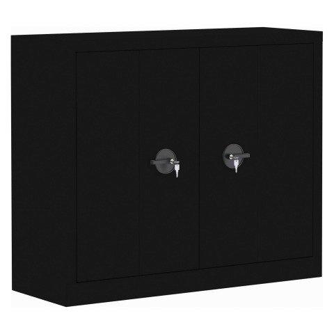 ARMOIRE MÉTAL PORTES PLIANTES MONOBLOC ELHIT H 100 X L 120 X P 43 CM NOIR