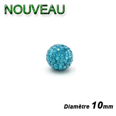 PERLES STRASS BLEU TURQUOISE 10MM