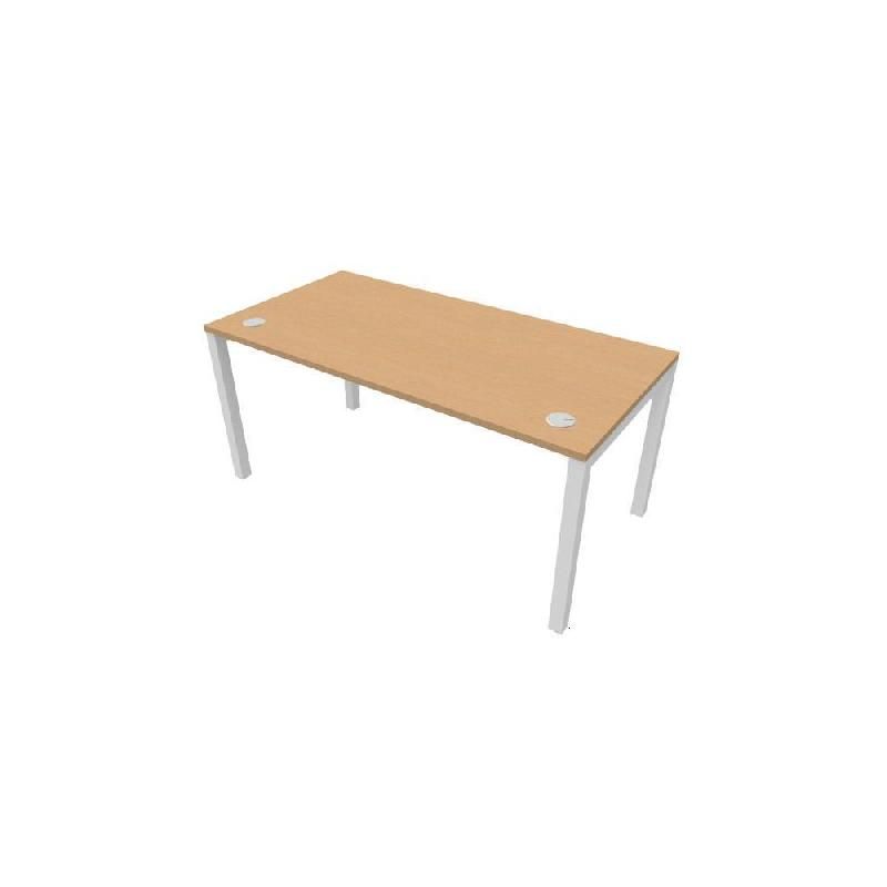 BUREAU BUROCOLOR + L.160 X P.80 CM - PLATEAU HÊTRE - PIEDS BLANC